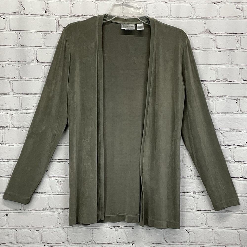 Chico's Travelers Cardigan Women's Size 0 (XS/4) Green Open Front Casual Flowy